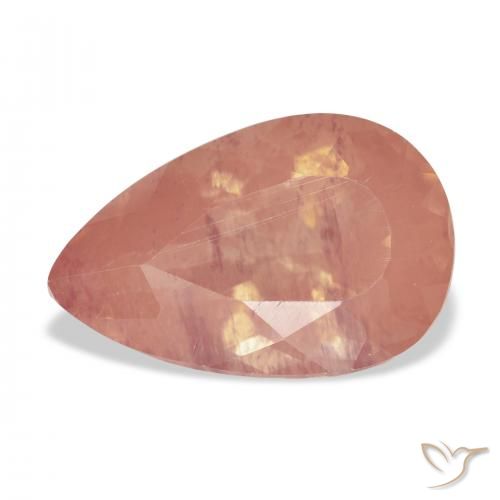 5.02ct Naturel Orange rougeâtre pâle Labradorite andésine, En forme de poire, Transparent