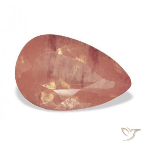 Labradorite andésine Orange rougeâtre pâle naturelle En forme de poire, 5.02 ct, Transparent