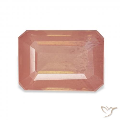 7.64ct Naturel Orange rougeâtre pâle Labradorite andésine, Taille émeraude, Transparent