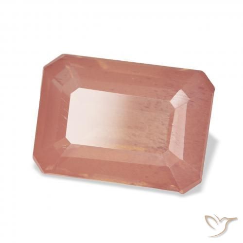 Labradorite andésine Orange rougeâtre pâle naturelle Octogone / coupe Émeraude, 7.64 ct, Transparent