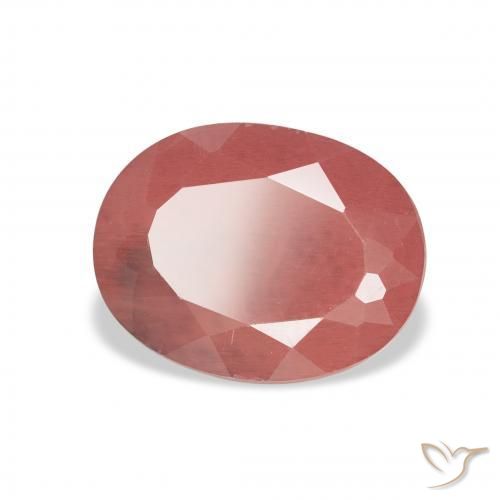 Labradorite andésine Rouge moyen naturelle ovale, 2.96 ct, Translucide