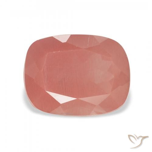 3.47ct Naturel Orange rougeâtre pâle Labradorite andésine, Coussin, Translucide