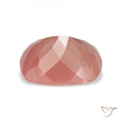 Labradorite andésine Orange rougeâtre pâle naturelle Coussin, 3.47 ct, Translucide