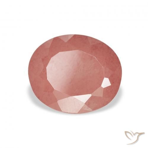 Labradorite andésine Orange rougeâtre pâle naturelle ovale, 2.25 ct, Translucide