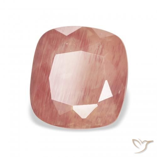 Labradorite andésine Rouge moyen naturelle Coussin, 3.21 ct, Transparent