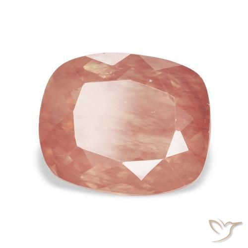 Labradorite andésine Rouge moyen naturelle Coussin, 2.68 ct, Transparent