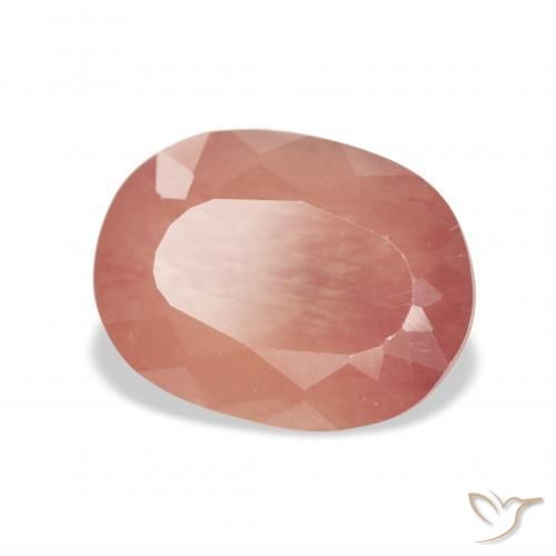 Labradorite andésine Rose moyen naturelle ovale, 3.47 ct, Transparent