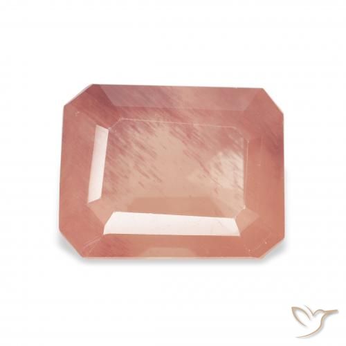 3.27ct Naturel Rose pamplemousse Labradorite andésine, Taille émeraude, Transparent