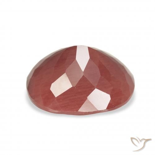 Labradorite andésine Rouge moyen naturelle ovale, 4.30 ct, Translucide