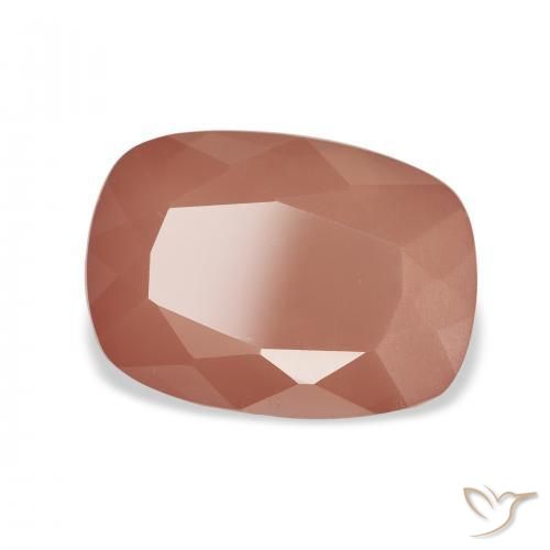 Labradorite andésine Rose orangé naturelle Coussin, 4.59 ct, Translucide