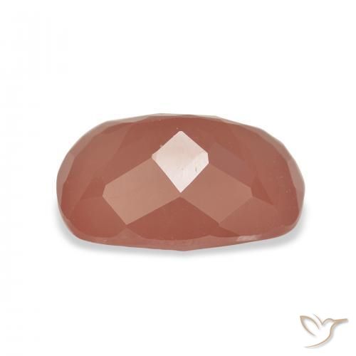 Labradorite andésine Rose orangé naturelle Coussin, 4.59 ct, Translucide
