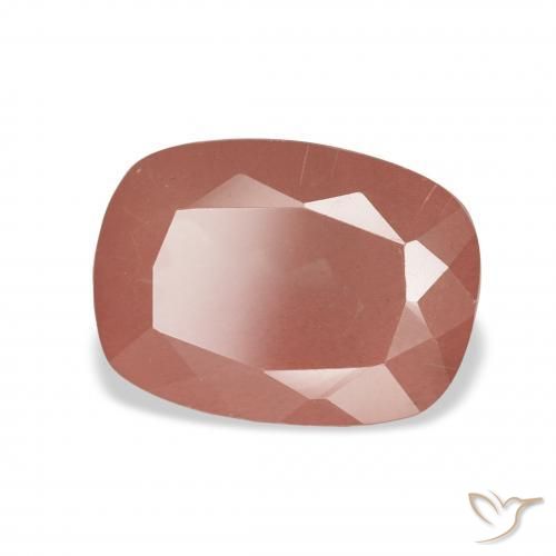 Labradorite andésine Orange rougeâtre pâle naturelle Coussin, 3.70 ct, Transparent