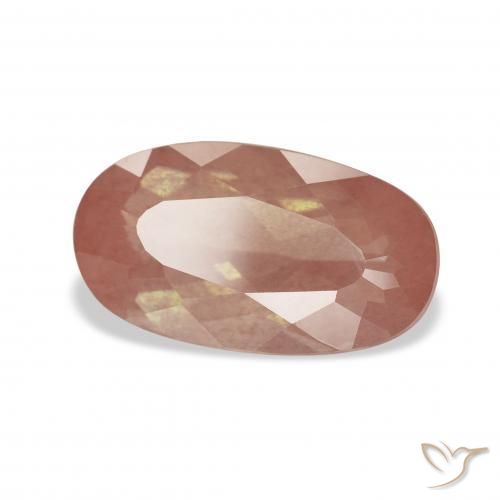 Labradorite andésine Orange moyen naturelle ovale, 3.04 ct, Transparent
