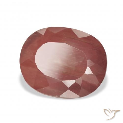 Labradorite andésine Rouge-orange naturelle ovale, 5.09 ct, Transparent