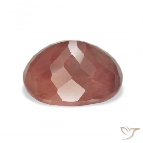 Labradorite andésine Rouge-orange naturelle ovale, 5.09 ct, Transparent