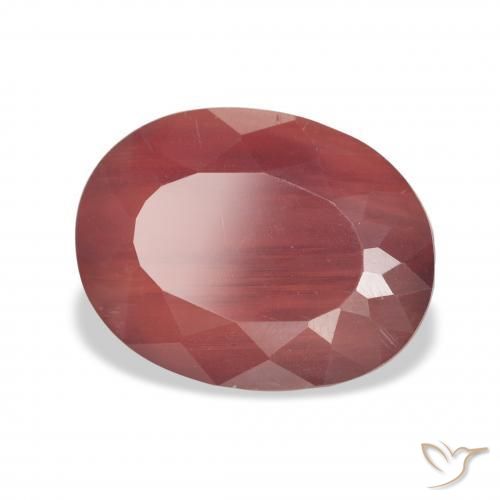 Labradorite andésine Rouge foncé naturelle ovale, 4.31 ct, Translucide