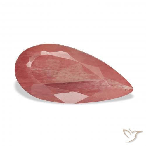Labradorite andésine Rouge moyen naturelle En forme de poire, 4.40 ct, Translucide