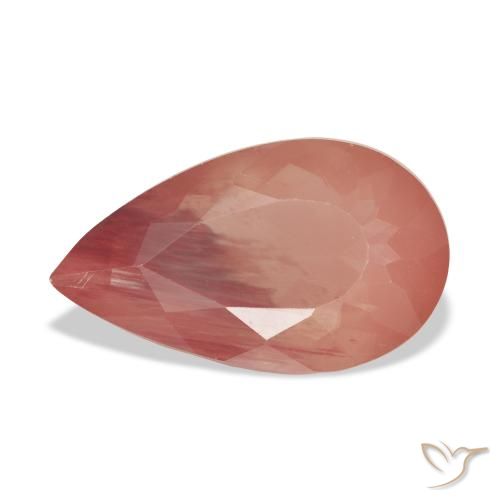 6.34ct Naturel Orange rougeâtre pâle Labradorite andésine, En forme de poire, Transparent