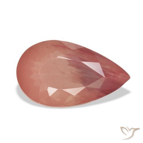 Labradorite andésine Orange rougeâtre pâle naturelle En forme de poire, 6.34 ct, Transparent