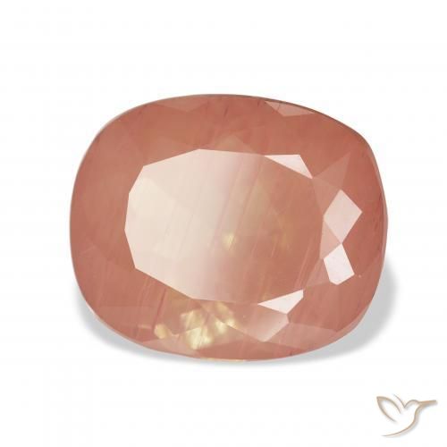 Labradorite andésine Orange rougeâtre naturelle Coussin, 7.17 ct, Transparent