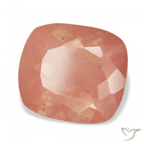 Labradorite andésine Orange rougeâtre naturelle Coussin, 7.54 ct, Transparent