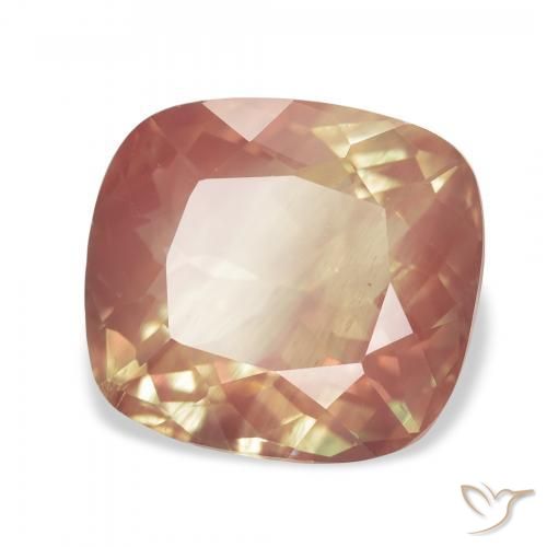 Labradorite andésine Rouge-orange naturelle Coussin, 4.67 ct, Transparent