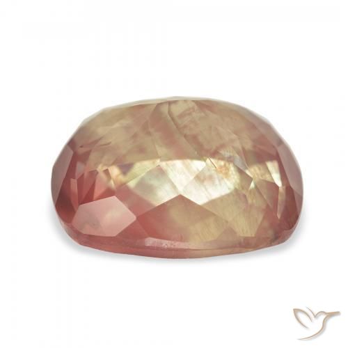 Labradorite andésine Rouge-orange naturelle Coussin, 4.67 ct, Transparent