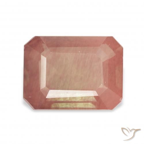 3.85ct Orange rougeâtre pâle Labradorite andésine, Taille émeraude, Transparent
