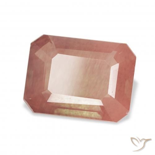 Labradorite andésine Orange rougeâtre pâle naturelle Octogone / coupe Émeraude, 3.85 ct, Transparent