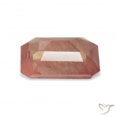 Labradorite andésine Orange rougeâtre pâle naturelle Octogone / coupe Émeraude, 3.85 ct, Transparent