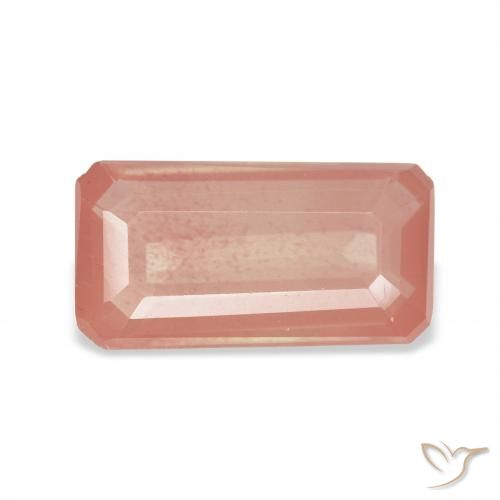 2.92ct Rose orangé Labradorite andésine, Taille émeraude, Transparent