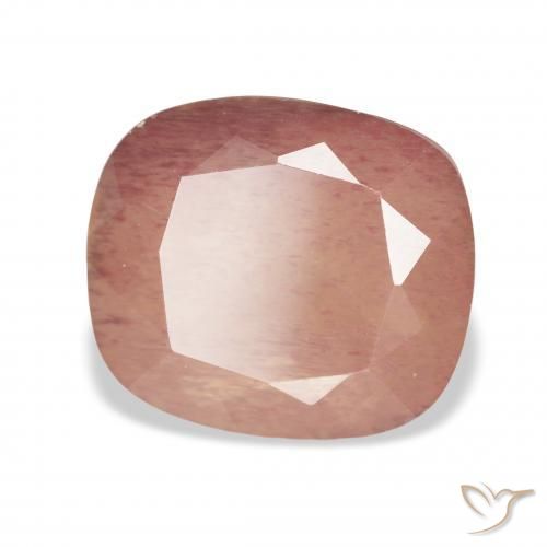 Labradorite andésine Rose orangé naturelle Coussin, 5.25 ct, Transparent