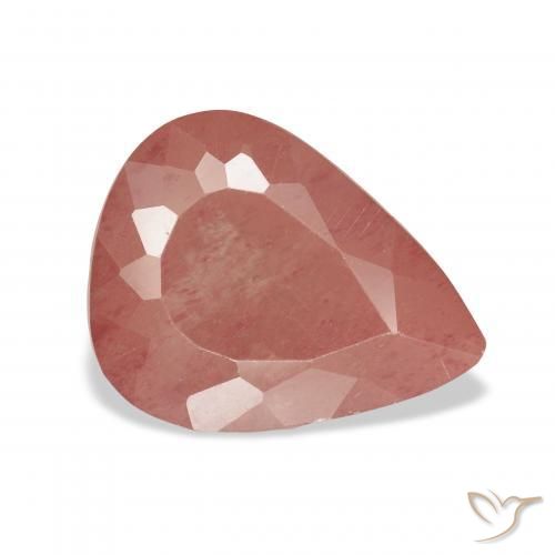 Labradorite andésine Rose orangé naturelle En forme de poire, 5.01 ct, Transparent