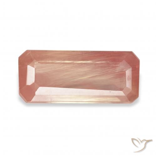 2.73ct Rose pamplemousse Labradorite andésine, Taille émeraude, Transparent