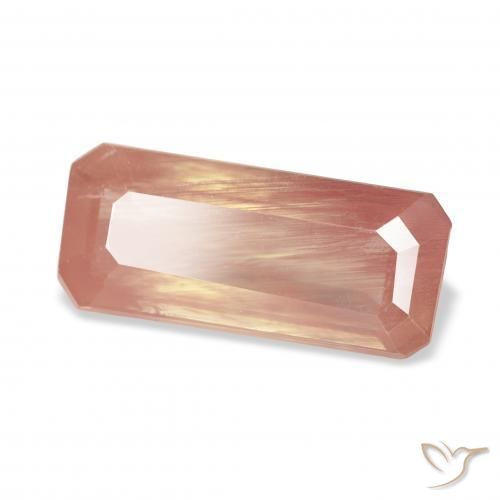 Labradorite andésine Rose pamplemousse naturelle Octogone / coupe Émeraude, 2.73 ct, Transparent