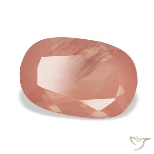 Labradorite andésine Orange rougeâtre naturelle Coussin, 4.36 ct, Transparent
