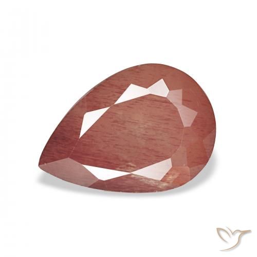 3.04ct Rouge moyen Labradorite andésine, En forme de poire, Transparent