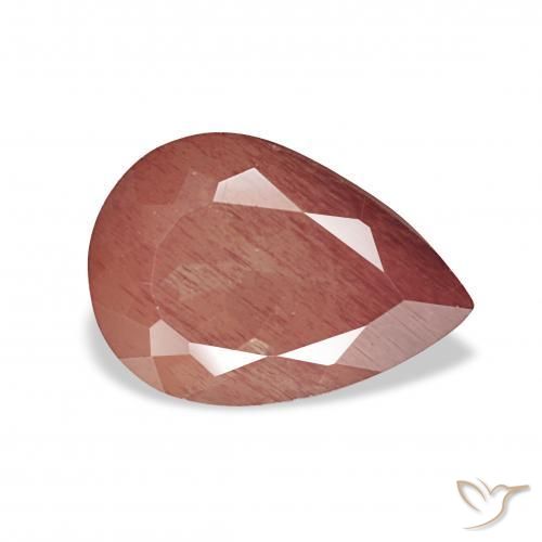 Labradorite andésine Rouge moyen naturelle En forme de poire, 3.04 ct, Transparent
