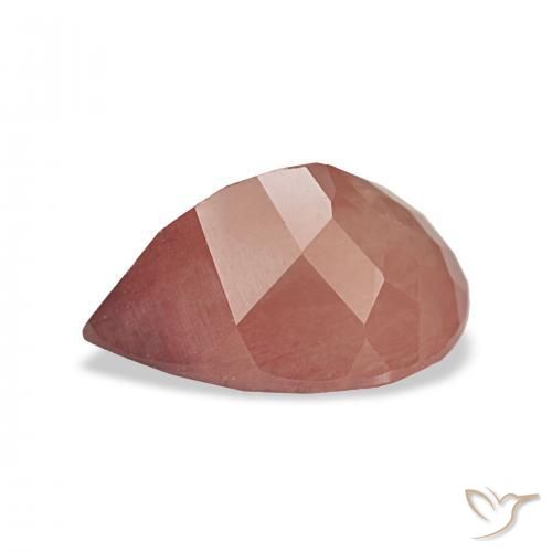 Labradorite andésine Rouge moyen naturelle En forme de poire, 3.04 ct, Transparent