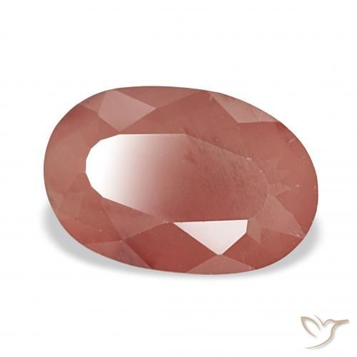Labradorite andésine Orange rougeâtre pâle naturelle ovale, 2.84 ct, Translucide