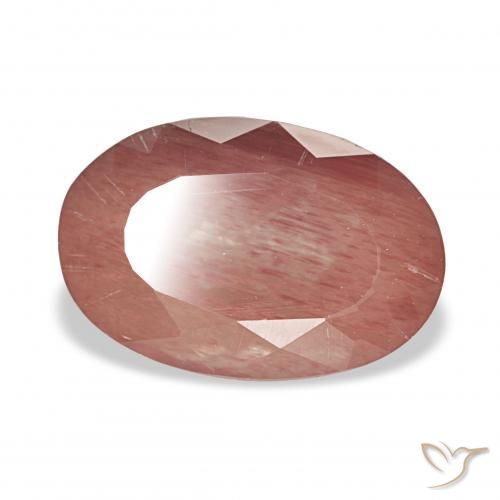 Labradorite andésine Rouge moyen naturelle ovale, 3.80 ct, Transparent