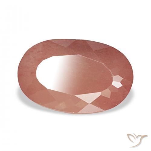 Labradorite andésine Orange rougeâtre pâle naturelle ovale, 3.31 ct, Transparent