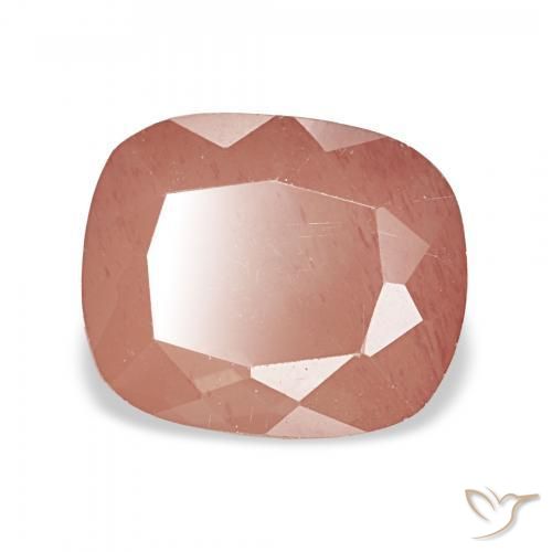 Labradorite andésine Orange rougeâtre pâle naturelle Coussin, 3.14 ct, Transparent