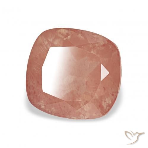 Labradorite andésine Orange rougeâtre naturelle Coussin, 2.25 ct, Transparent
