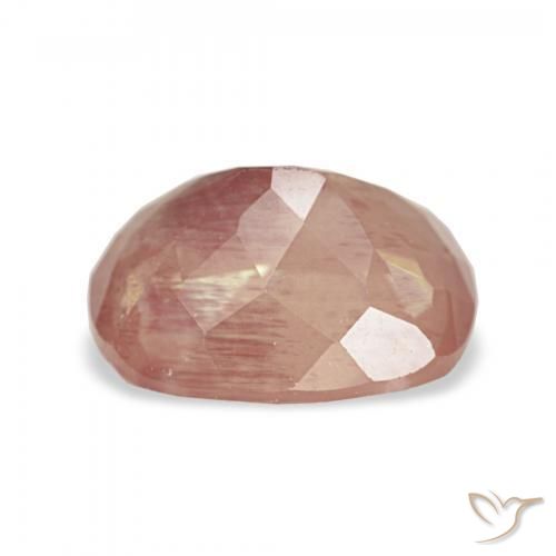 Labradorite andésine Orange rougeâtre pâle naturelle Coussin, 2.65 ct, Transparent