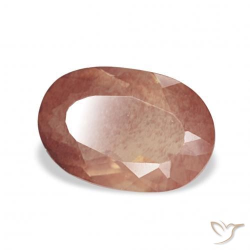 Labradorite andésine Rouge-orange naturelle ovale, 1.99 ct, Transparent