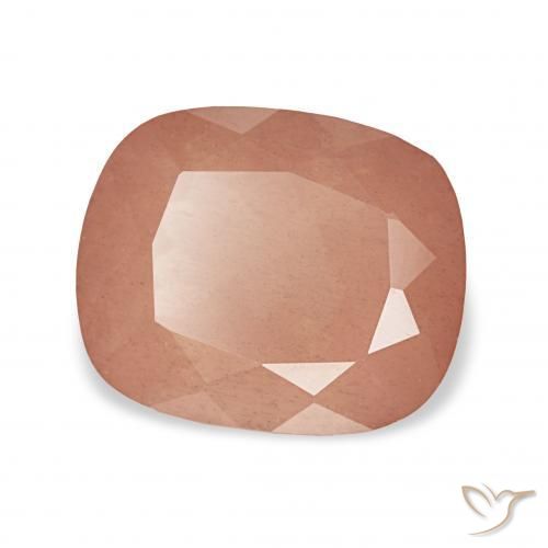 Labradorite andésine Orange rougeâtre naturelle Coussin, 3.35 ct, Transparent