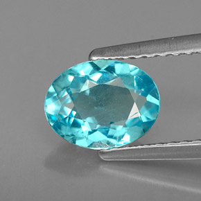 Apatite bleue naturelle coupe ovale, 1,19 ct, VS