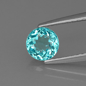 Apatite bleue naturelle coupe roude, 0,67 ct, VVS-VS
