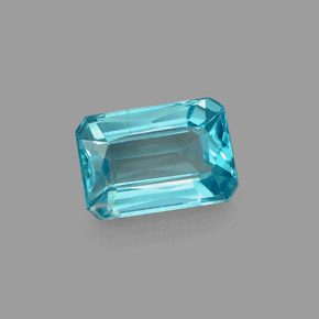 Apatite bleue naturelle taille émeraude, 1,19 ct, VS